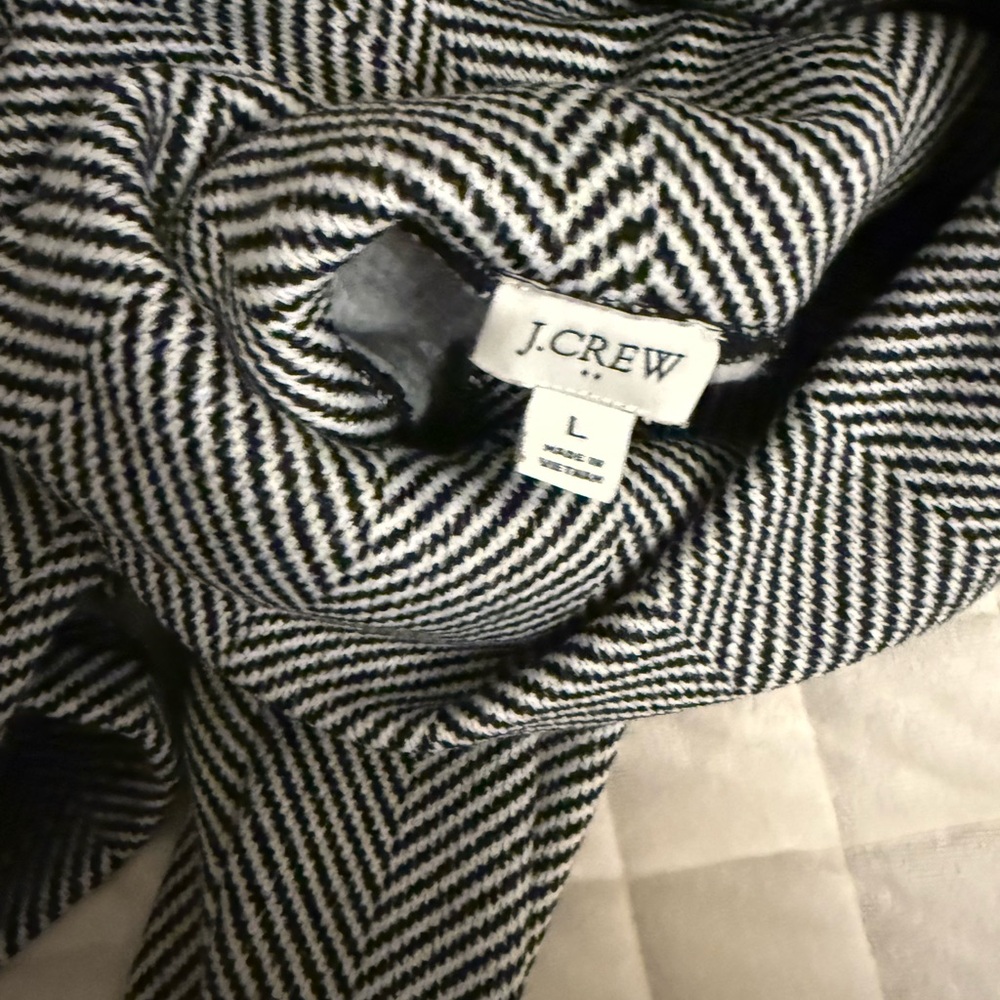 J. Crew Black and White Herringbone top - Picture 2 of 2